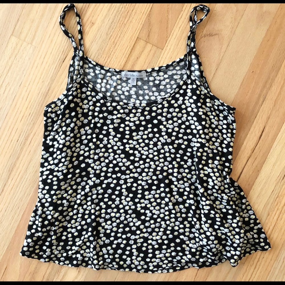 Black Sunflower Print Tank-XL